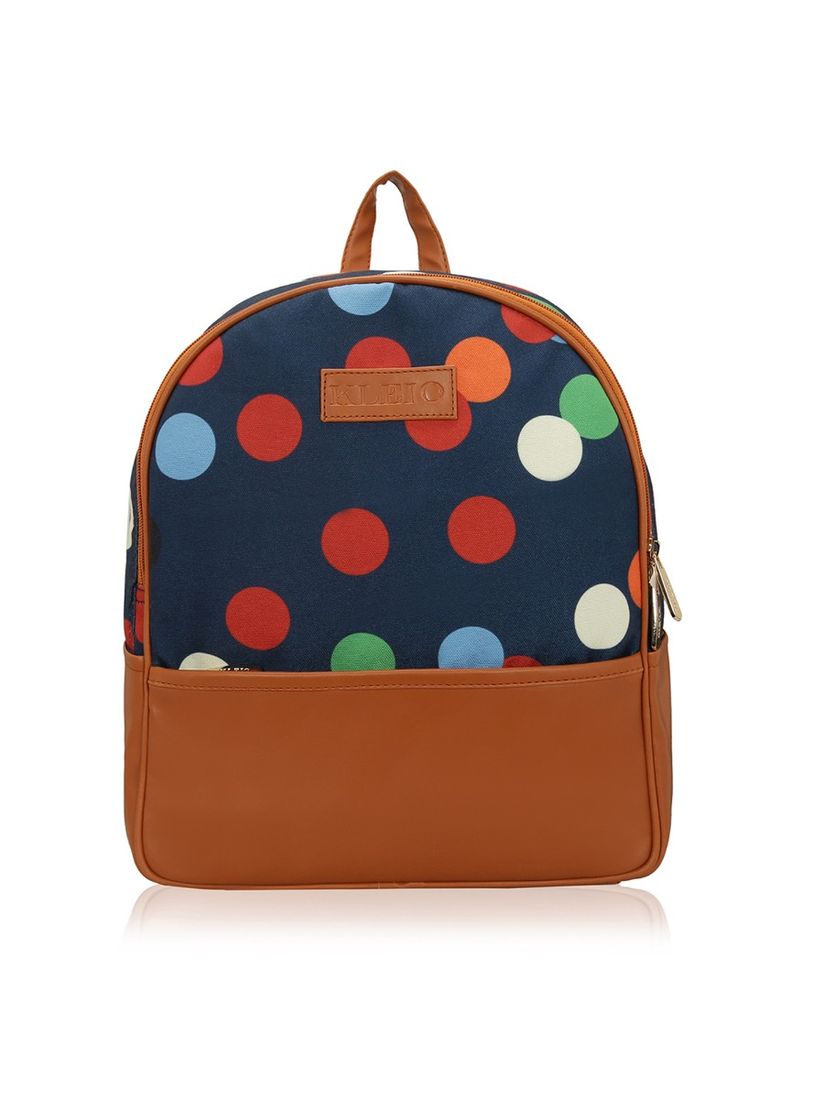 navy polka dot backpack