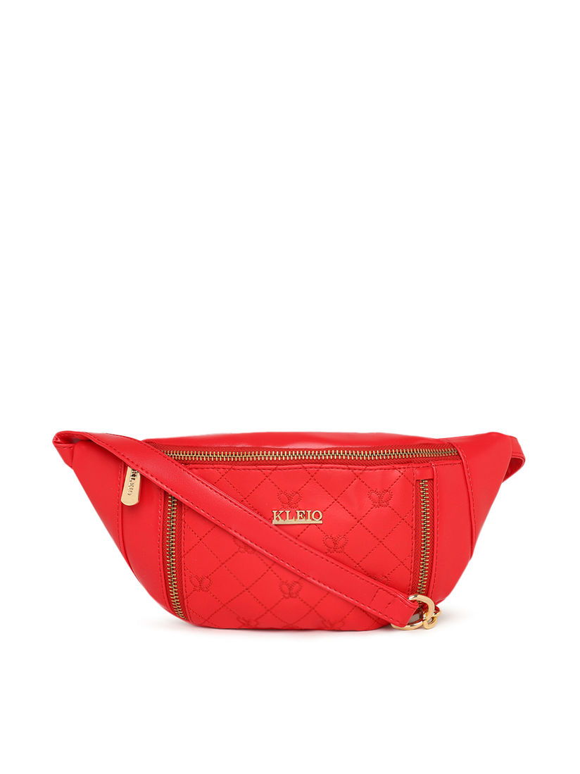 red quilted fanny pack