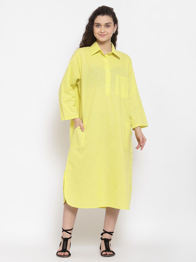 yellow oversized shirt dress