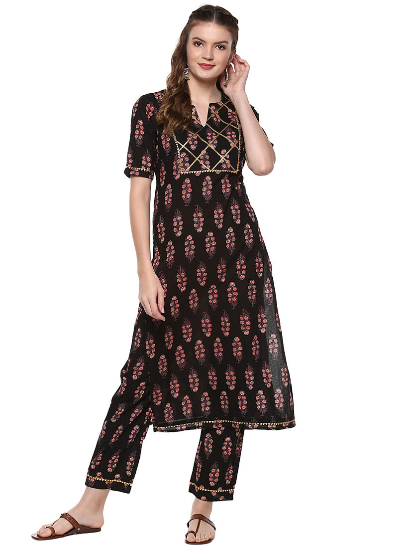 Idalia black kurta set clearance
