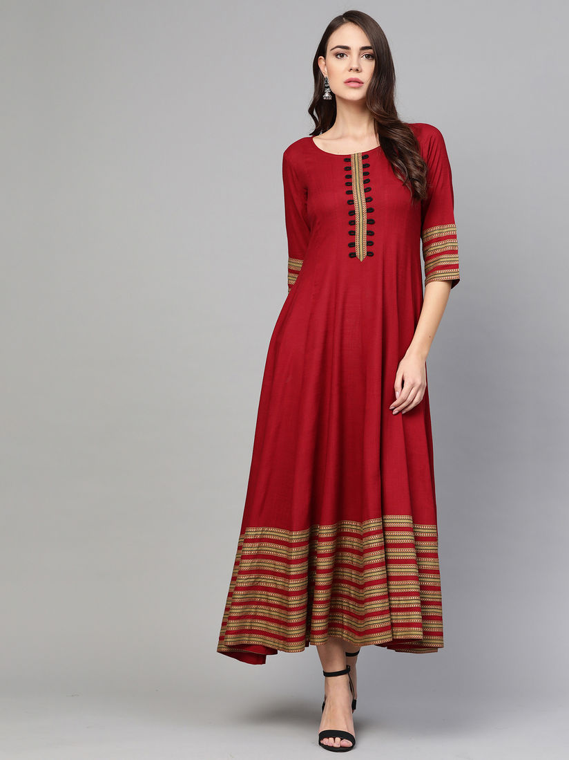 burgundy anarkali dress