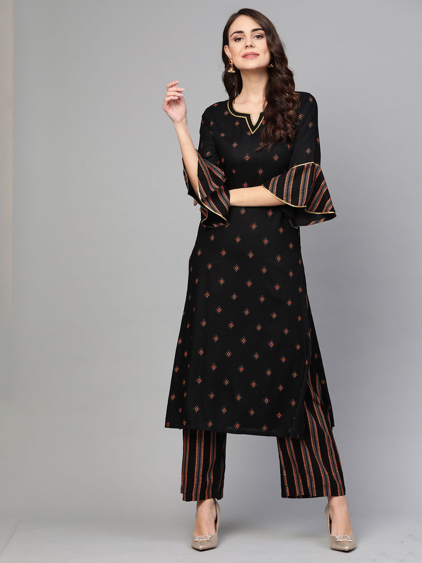 Idalia black kurta set clearance