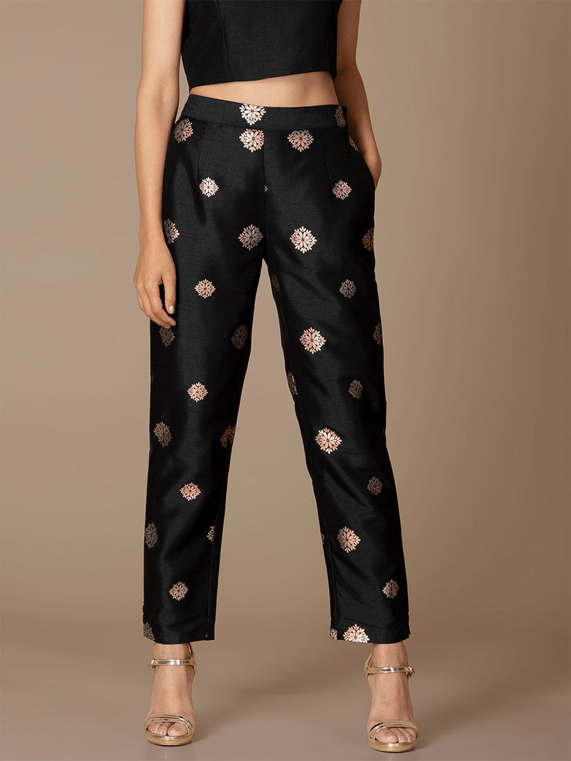 Indya Bottoms Pants And Trousers Buy Indya Black Rose Gold Foil Cigarette Pants Online Nykaa Fashion Hey guysmyntra indya haul of brand faballey indya haul. indya black rose gold foil cigarette pants