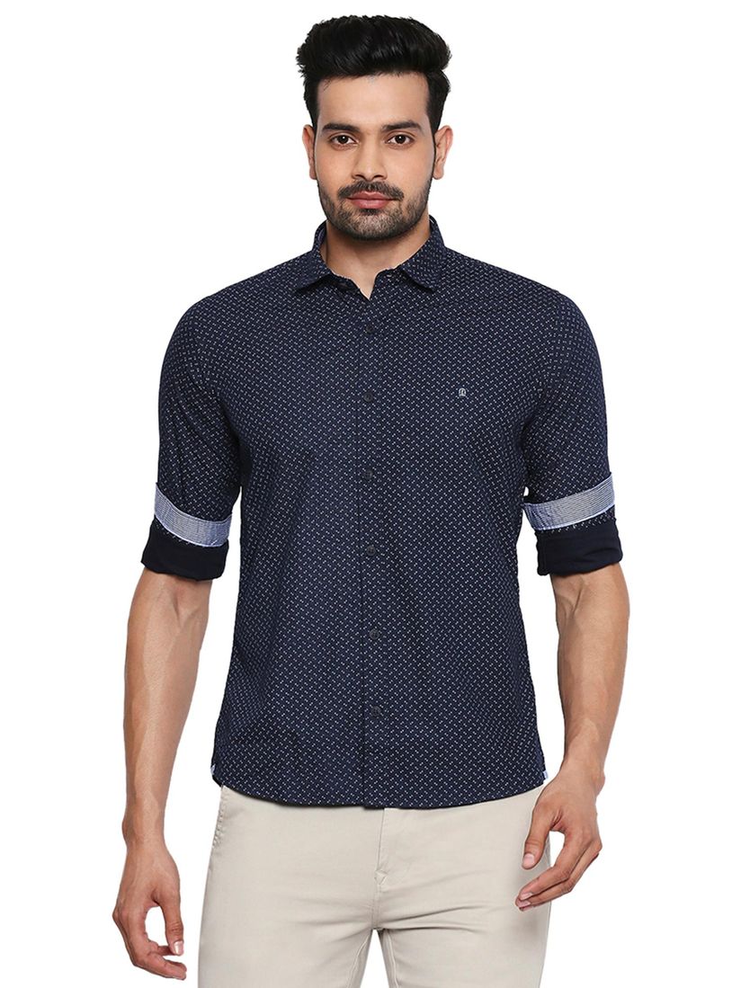 Buy Integriti Navy Blue Printed Casual 