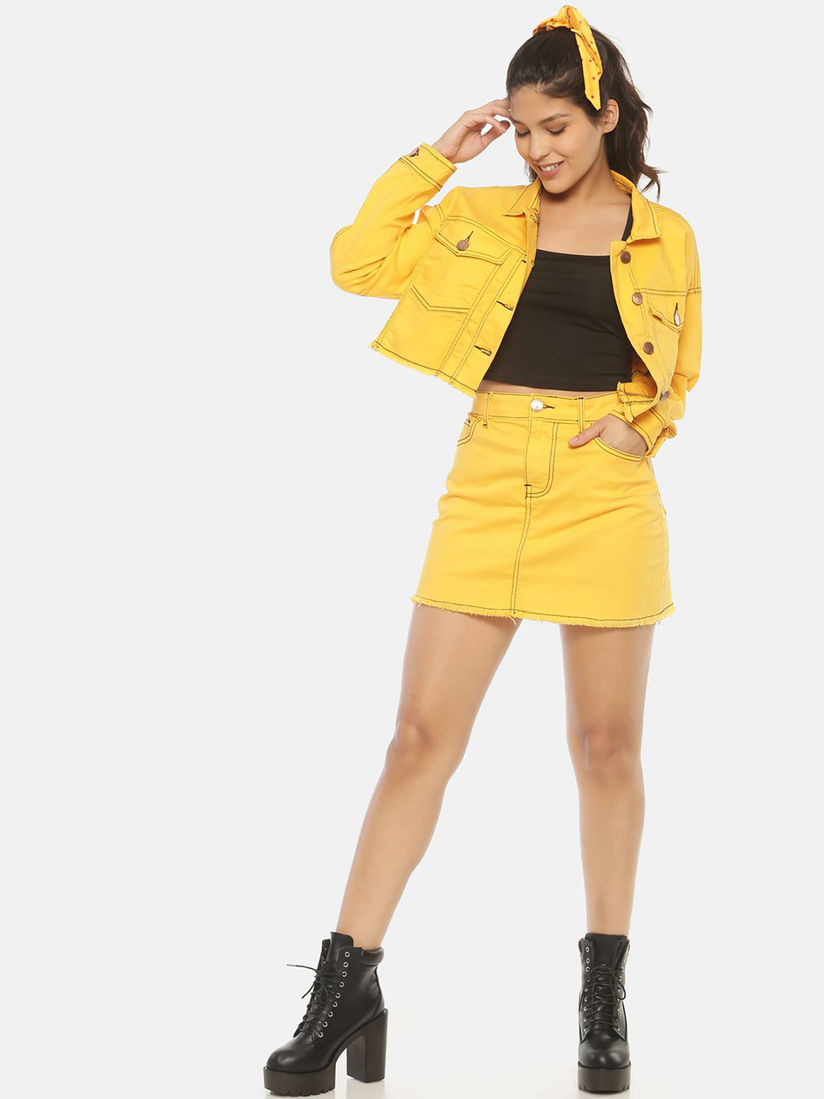 yellow oversized denim jacket
