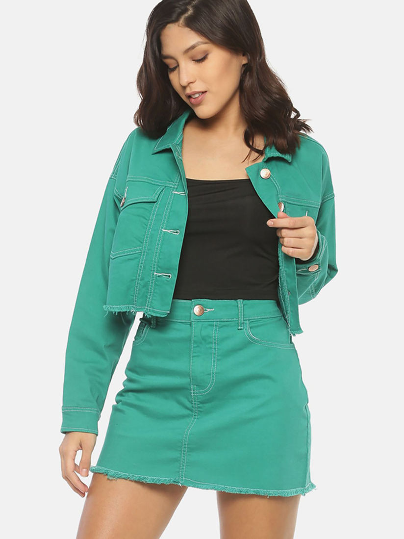 Buy IS.U Green Denim Skirt Online 