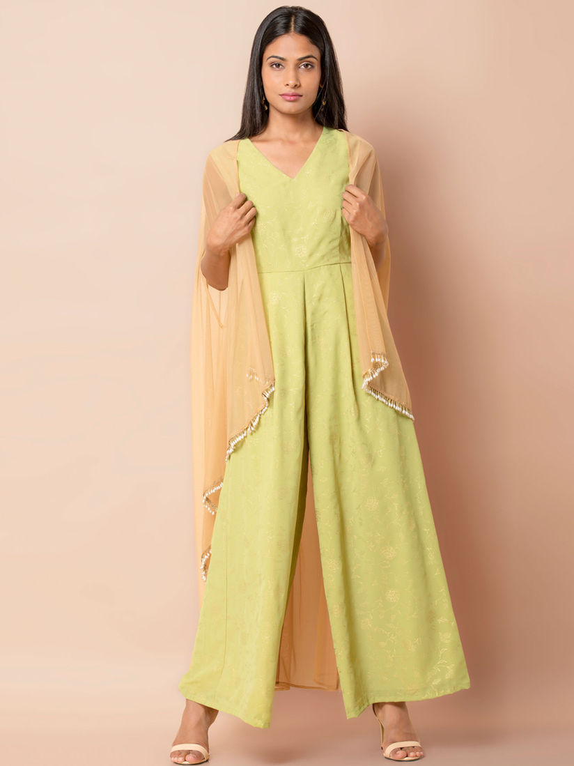 yellow jumpsuit with cape