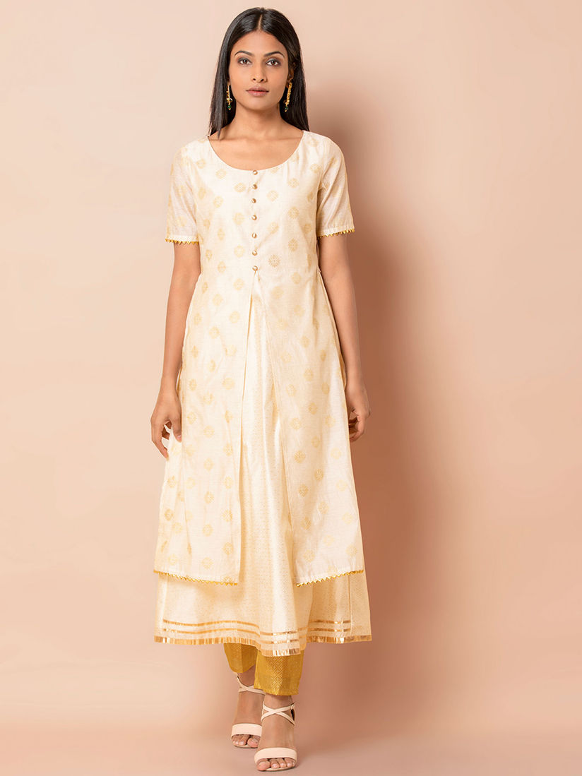 Indya Kurtis Kurtas And Tunics Buy Indya Ivory Foil Print Layered Chanderi Kurti Online Nykaa Fashion Shop india's latest and best in clothing and accessories like jewelry bags for all occasions across price points anywhere anytime. indya ivory foil print layered chanderi kurti