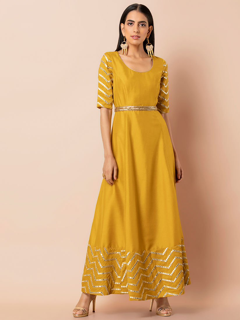 mustard yellow ethnic dress