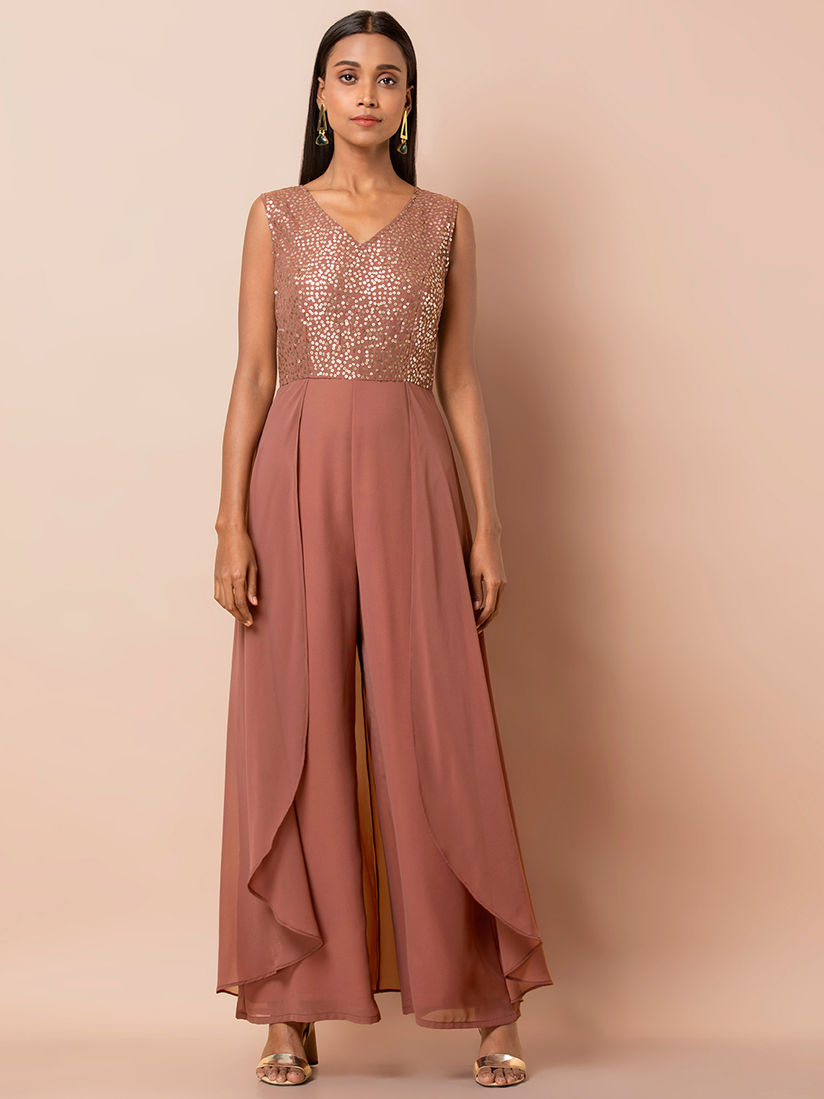 Indya Jumpsuits : Buy Indya Rose Gold Embellished Layered Jumpsuit Online |  Nykaa Fashion.