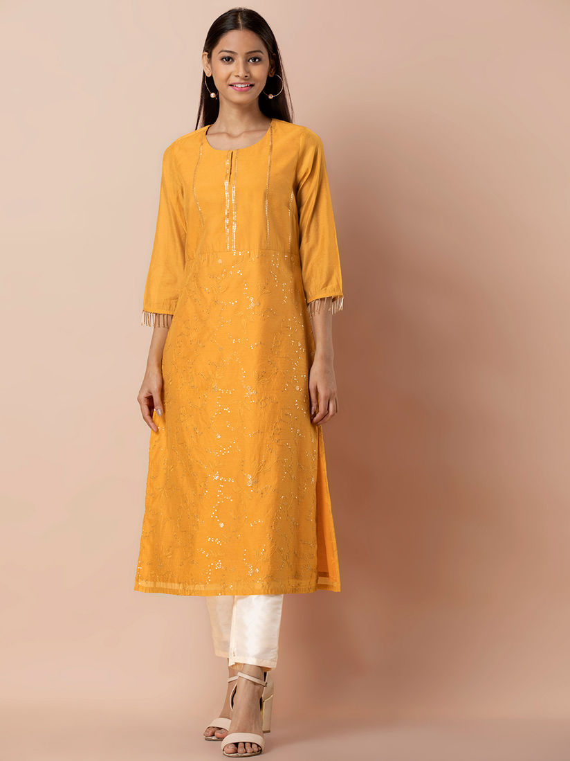 Mustard kurtas online clearance