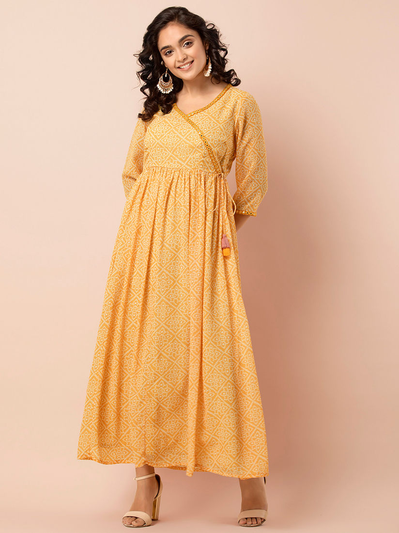 bandhani kurtis with mirror work