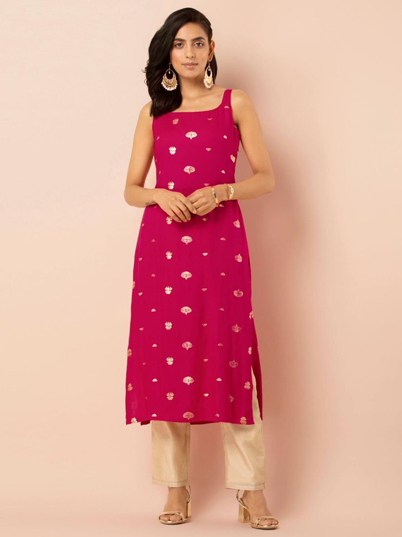 Indya Kurtas Kurtis And Tunics Buy Indya Magenta Foil Strappy Straight Kurta Online Nykaa Fashion Ajio also has a wide range to suit your fusion fashion palette. indya magenta foil strappy straight kurta