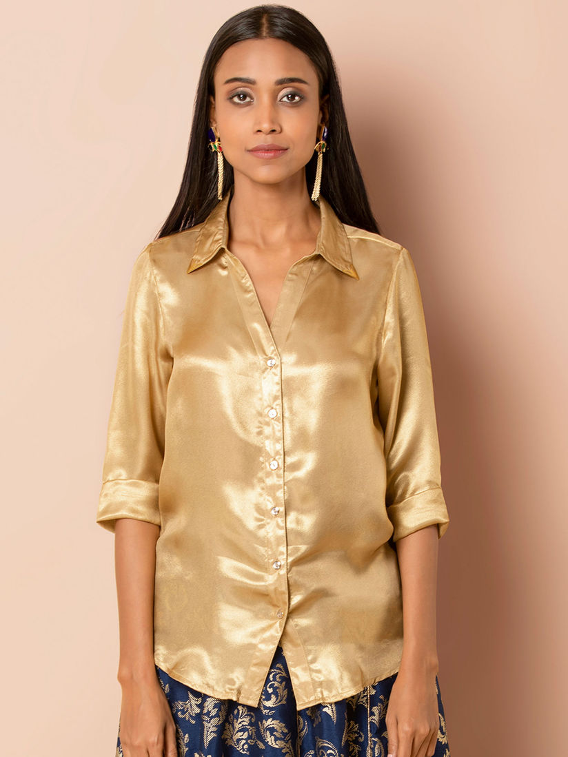 satin shirt with skirt