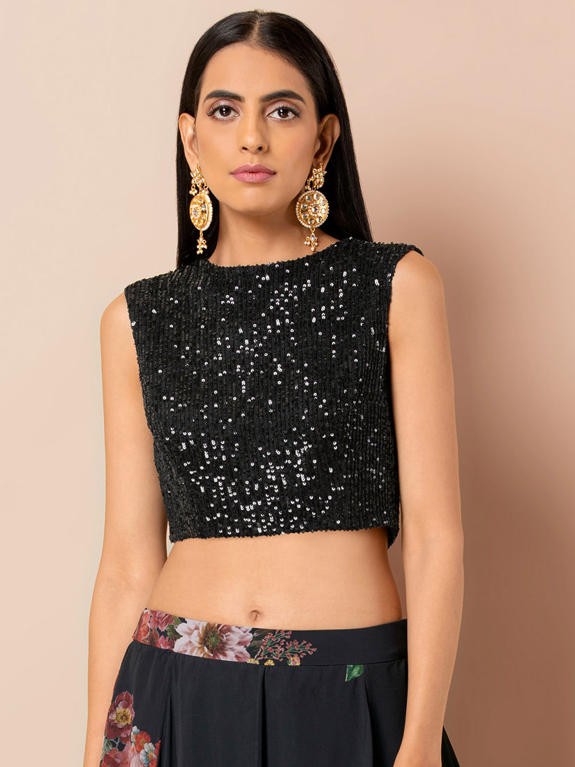 black sparkly crop top