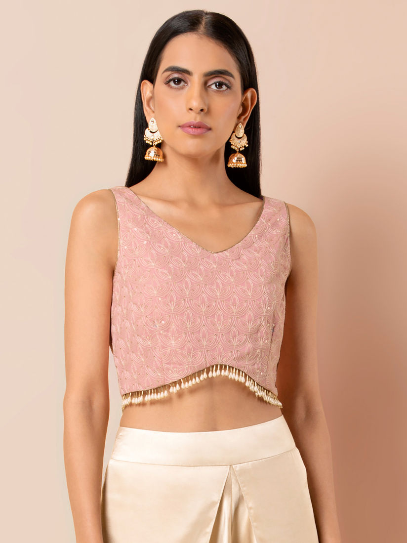 pink fringe crop top