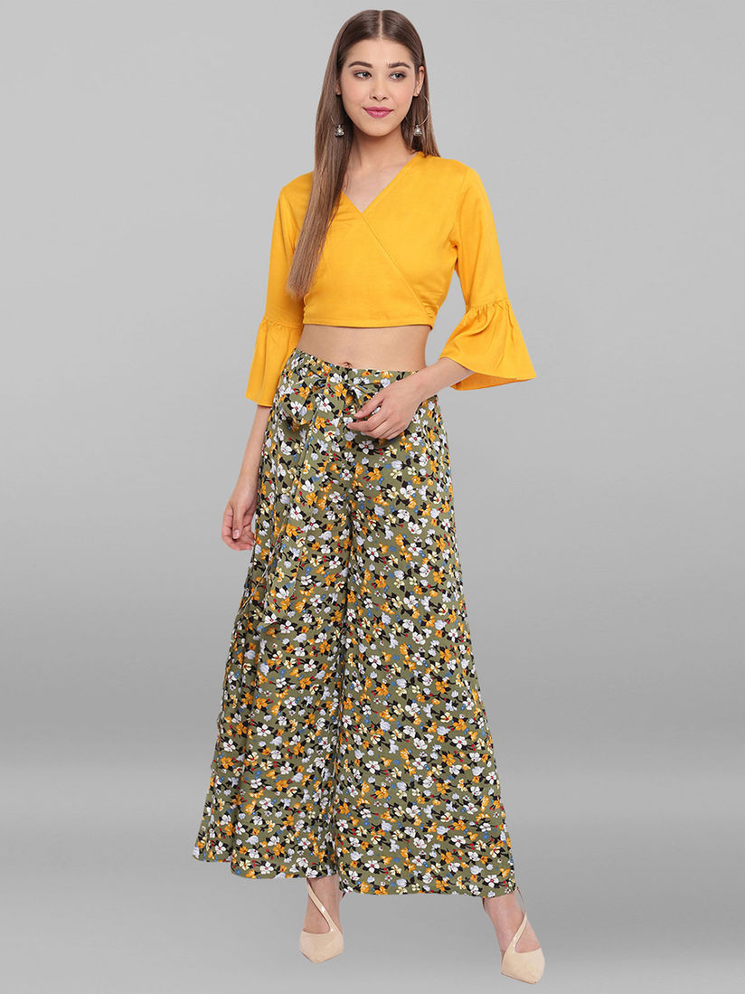 yellow top with palazzo
