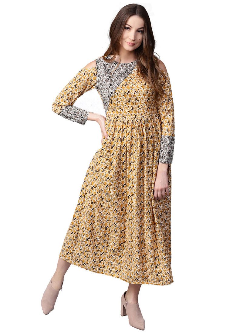 cold shoulder ethnic dress