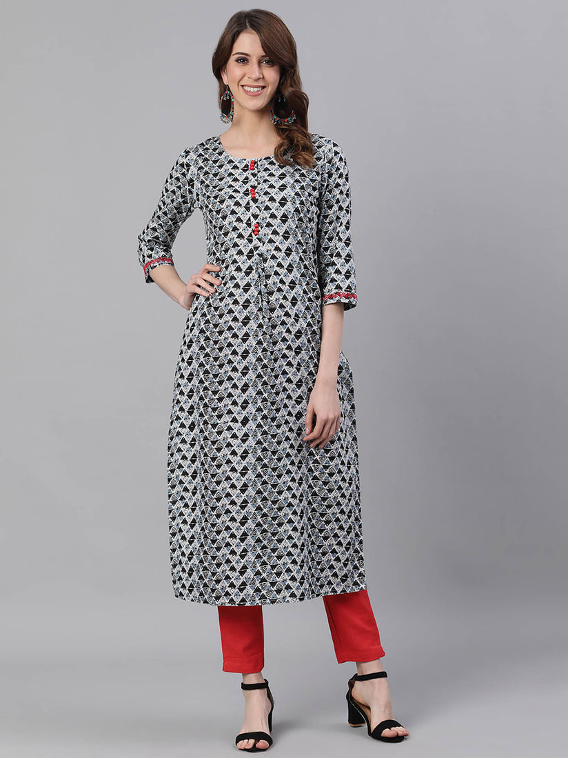 Jaipur Kurti Kurtis Kurtas and Tunics : Buy Jaipur Kurti Grey Printed Kurta  Online | Nykaa Fashion.