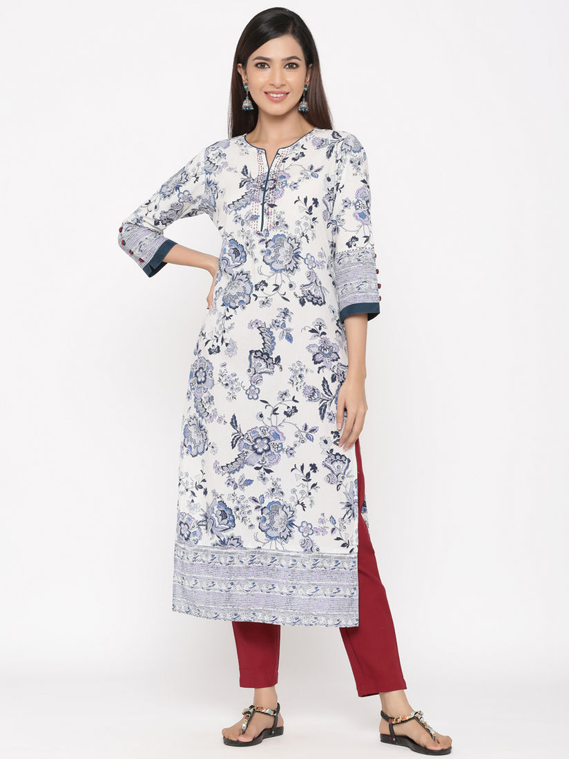 Floral print cotton kurtis clearance