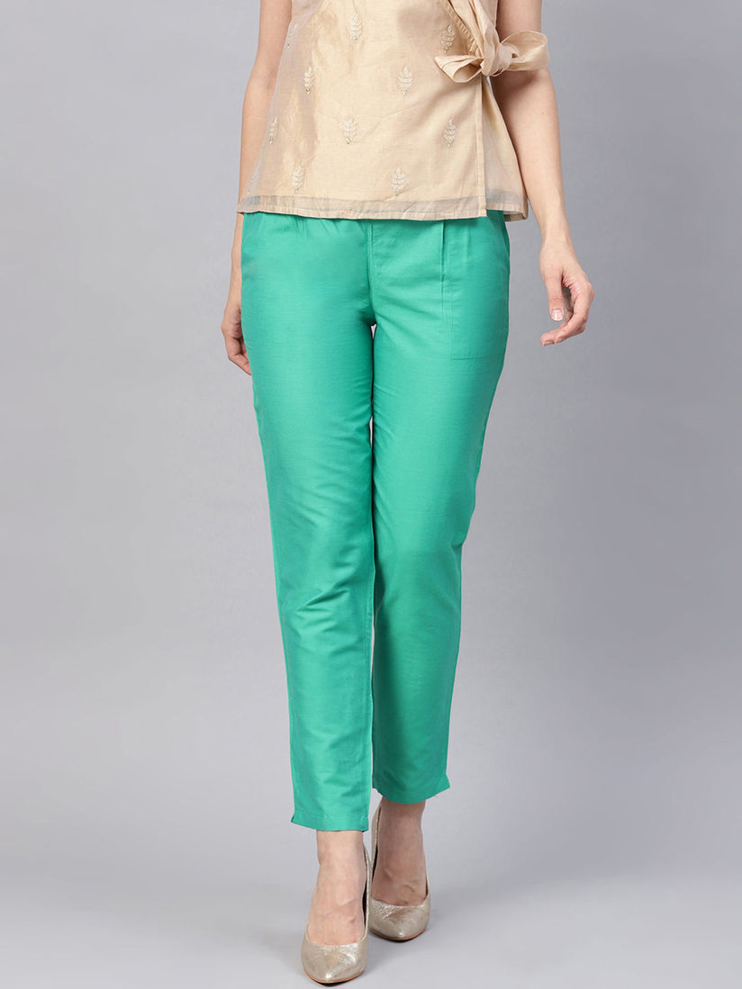 Sea green trousers Clearance