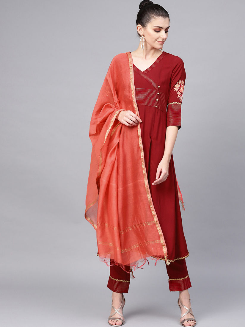Maroon kurti with pant Outlet