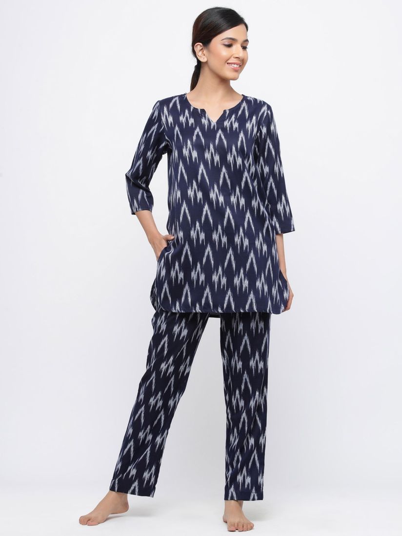 Jaipur Kurti Lingerie Jaipur Kurti Women Blue Ikat Print Straight Viscos Rayon Lounge Wear Online Nykaa Fashion See more ideas about indian ethnic, indian, pajamas. jaipur kurti women blue ikat print straight viscos rayon lounge wear set of 2