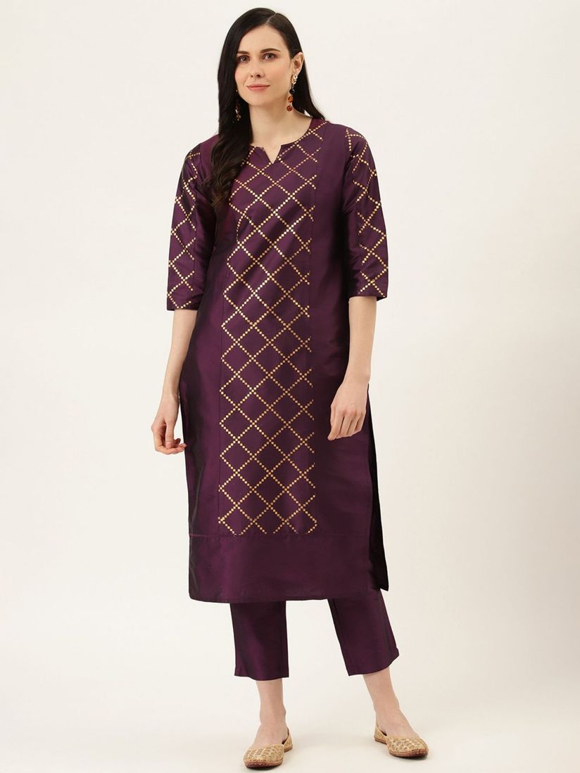 Purple kurti set clearance