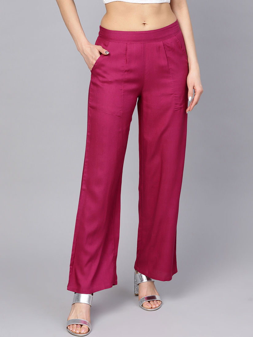 magenta wide leg pants
