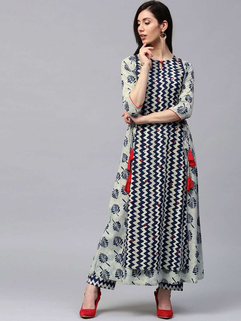 Jaipur Kurti Salwar Suits And Sets Buy Jaipur Kurti Multi Color Zig Zag Print Double Layered Cotton Kurta With Palazzo Online Nykaa Fashion Jaipur kurti in jaipur offer anarkali suits, apparel and garments exporter. jaipur kurti multi color zig zag print double layered cotton kurta with palazzo