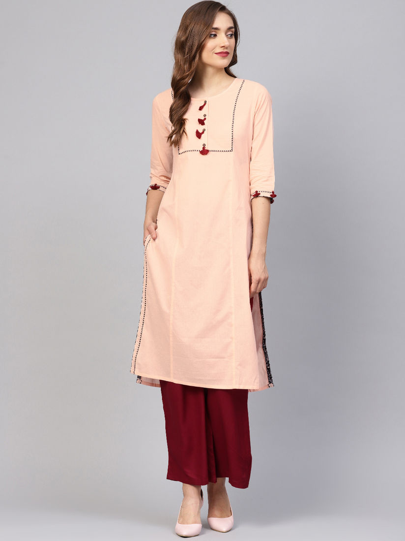 peach colour kurti