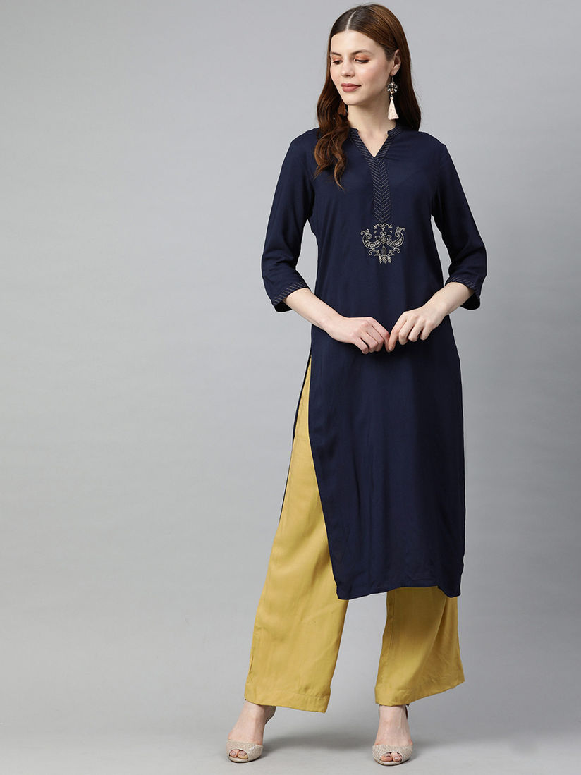 navy blue palazzo with kurti