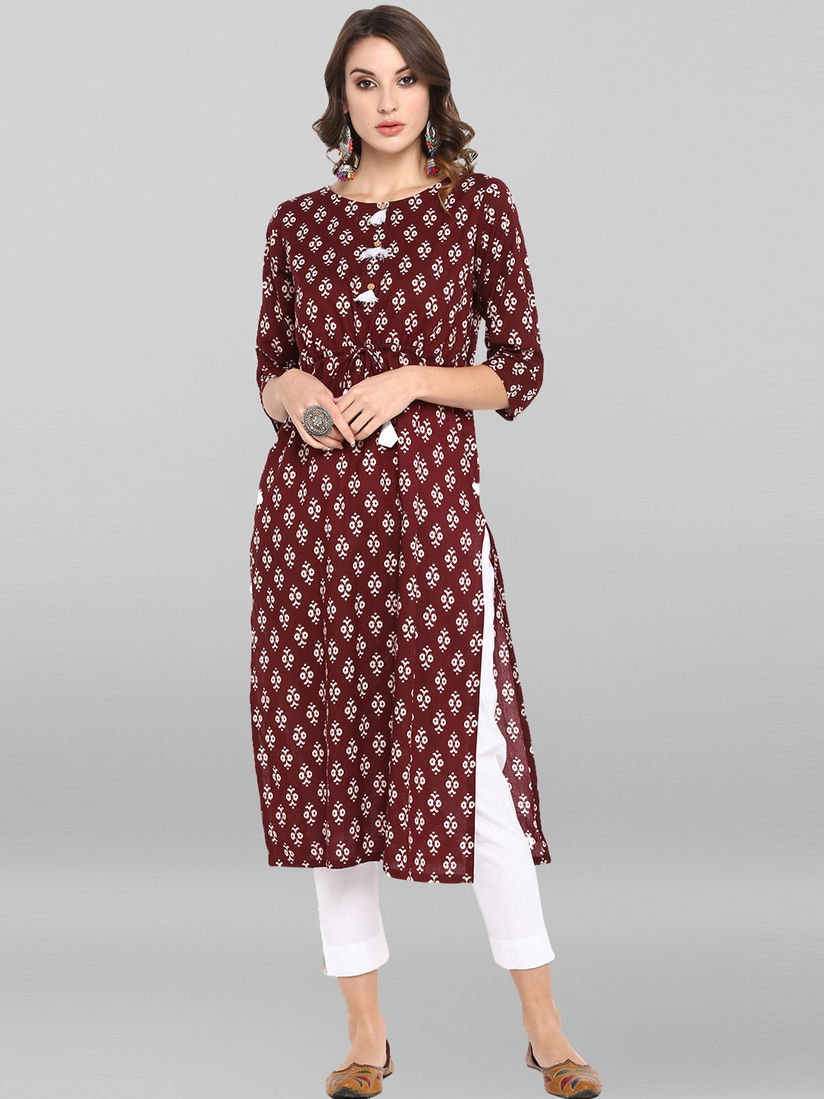 Maroon kurtis online Clearance
