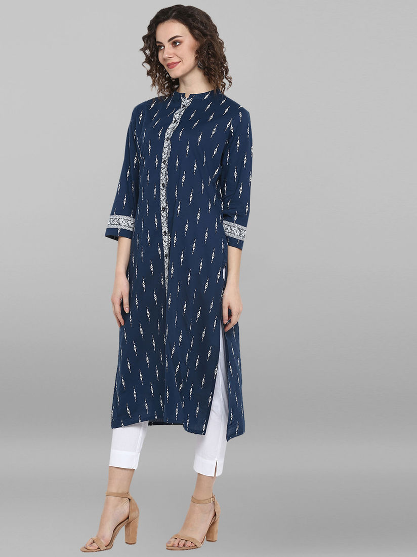 Indigo print kurti online clearance