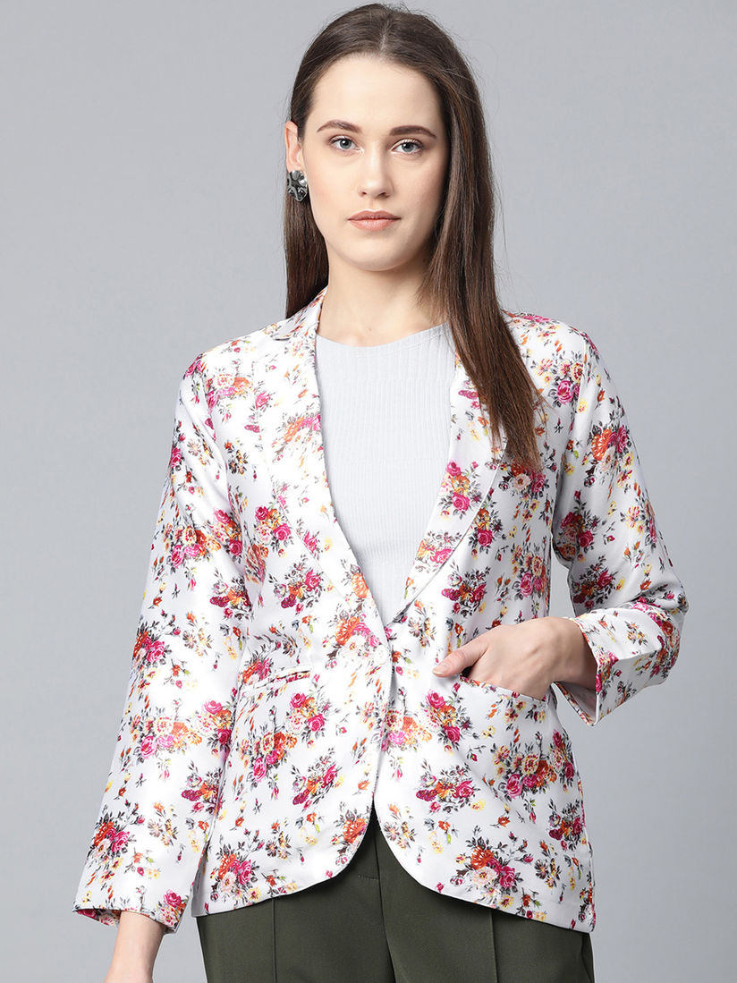 white floral blazer