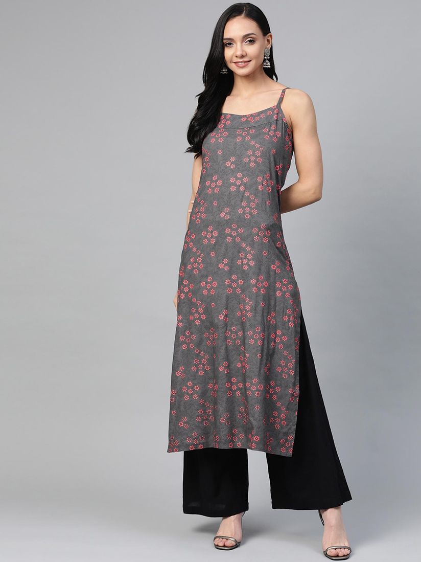 Sleeveless strap kurti clearance
