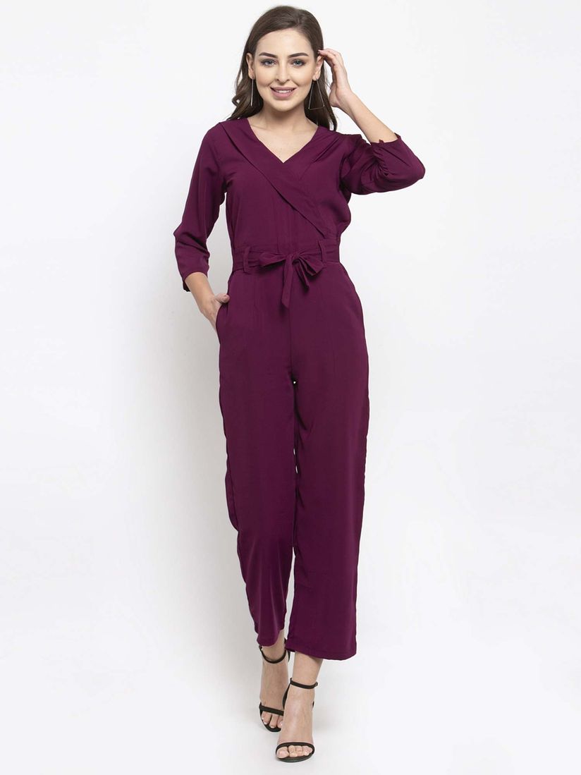 Purple jumpsuit with sleeves Clearance