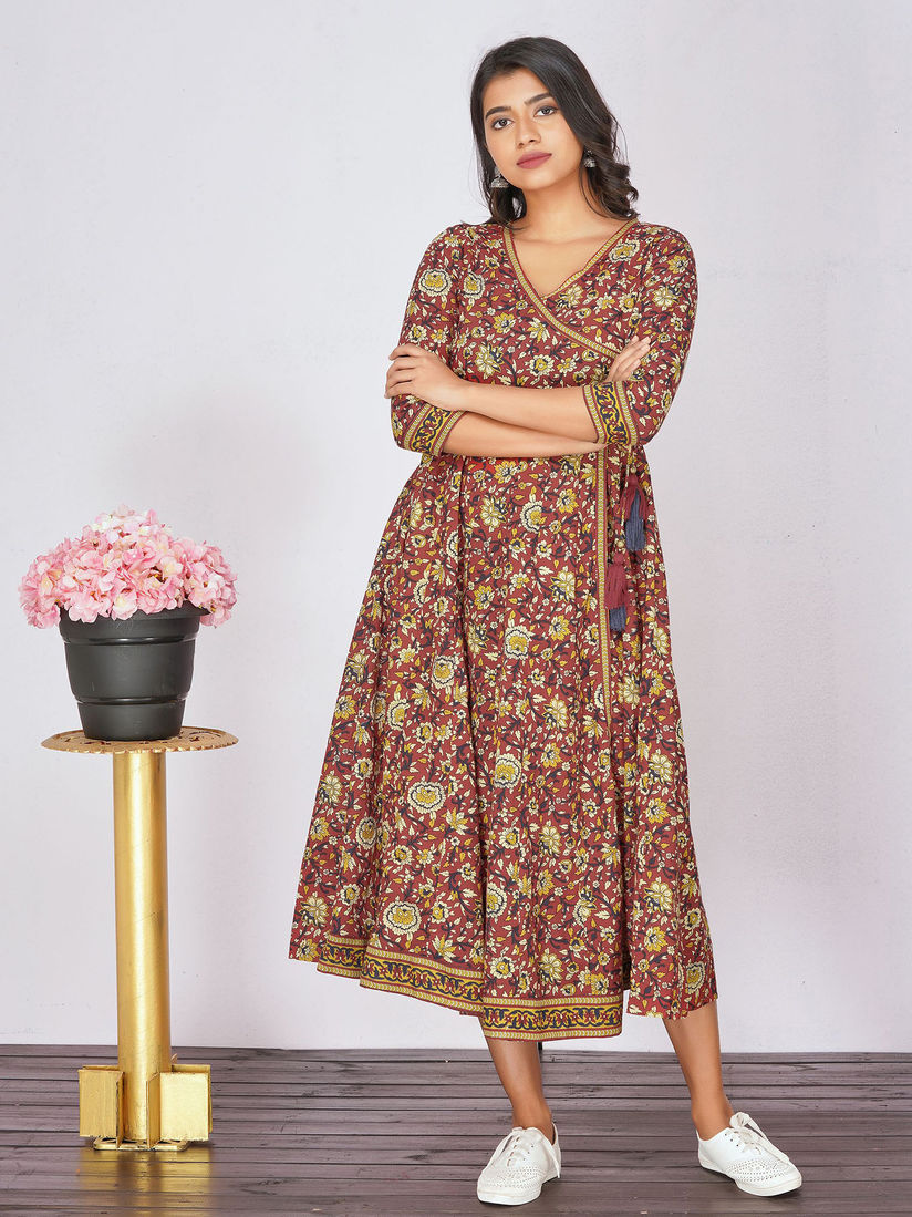 floral wrap around dress