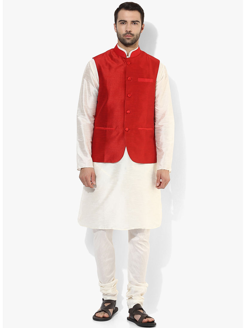 red nehru jacket