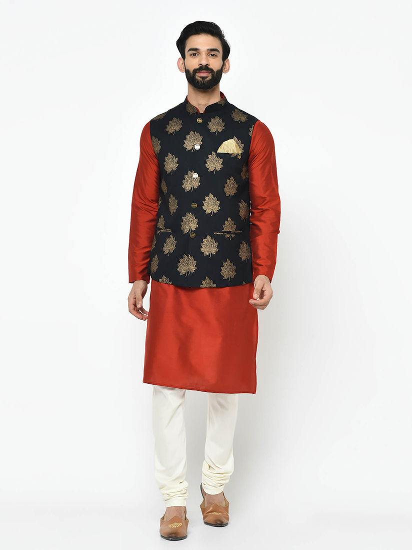 jacket on black kurta