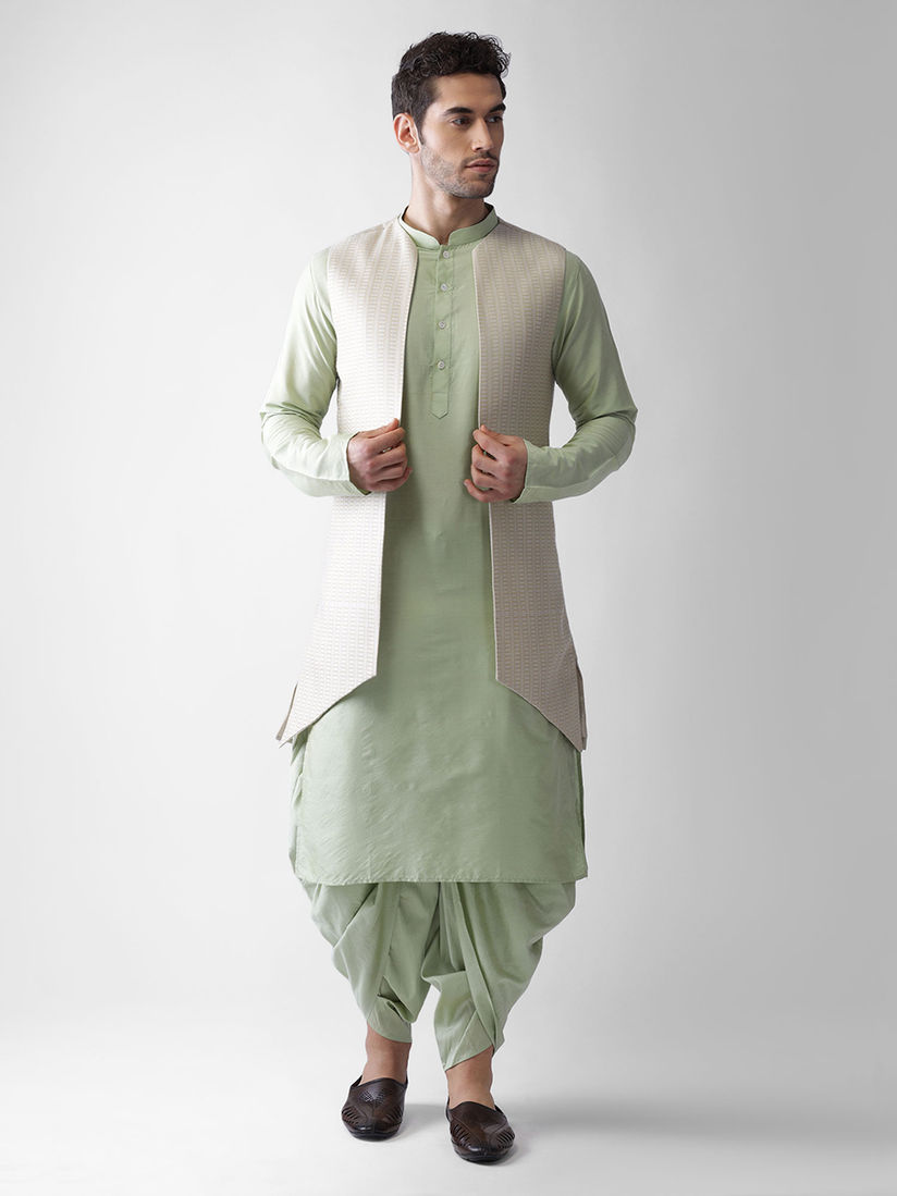 cream kurta with jacket