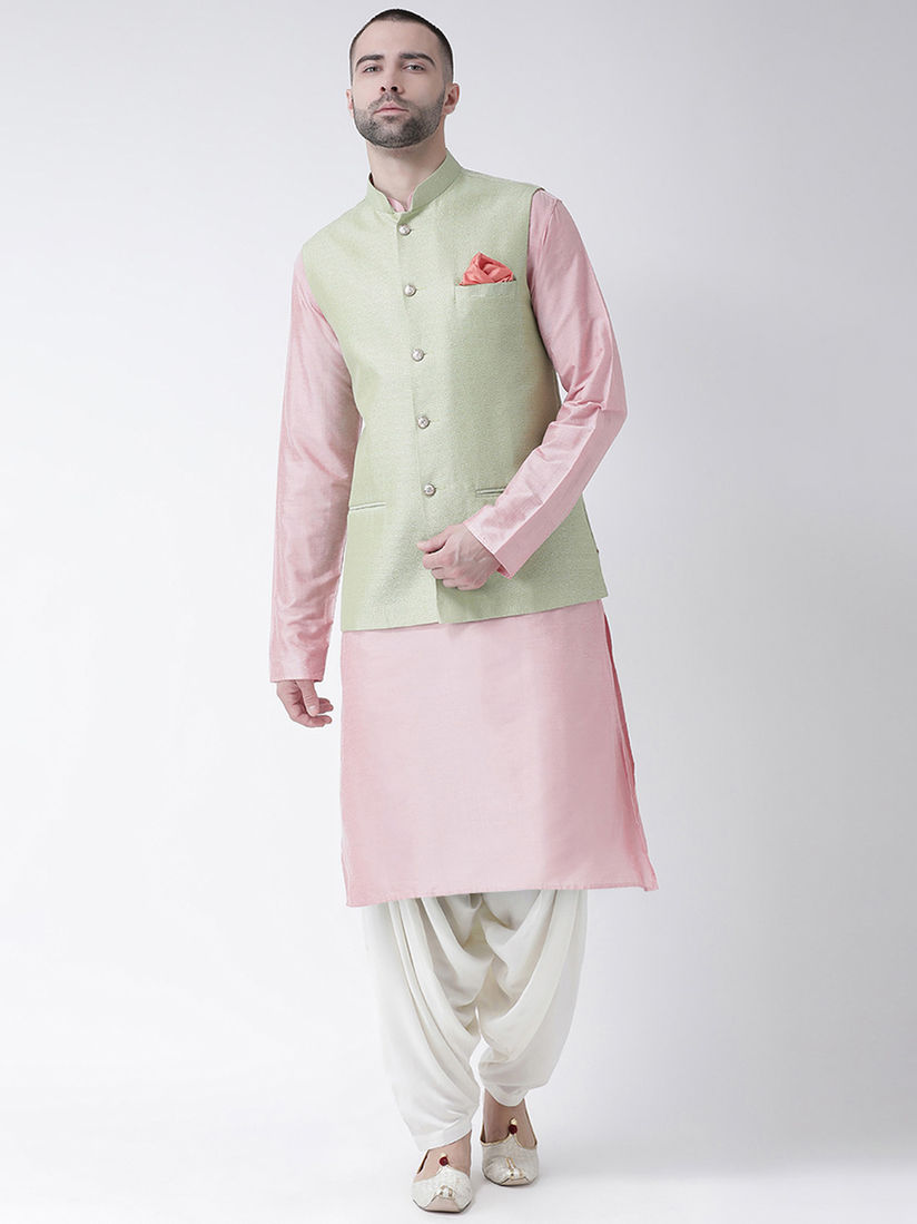 modi jacket on green kurta