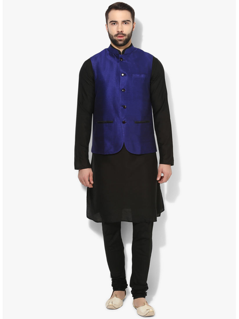 navy blue nehru jacket
