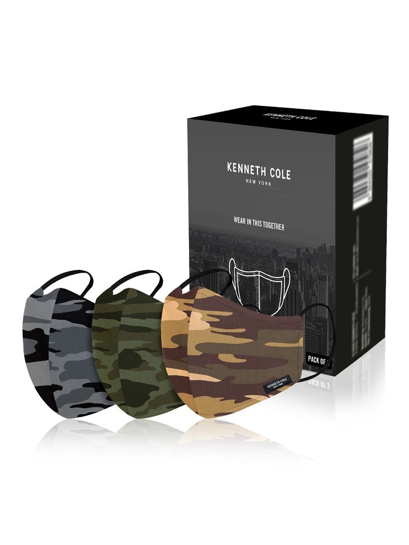 3-Pack Kenneth Cole Camo Face Masks With 9 Pm 2.5 Replaceable Filters Premium Printed Face Cover Multicolored Camouflage