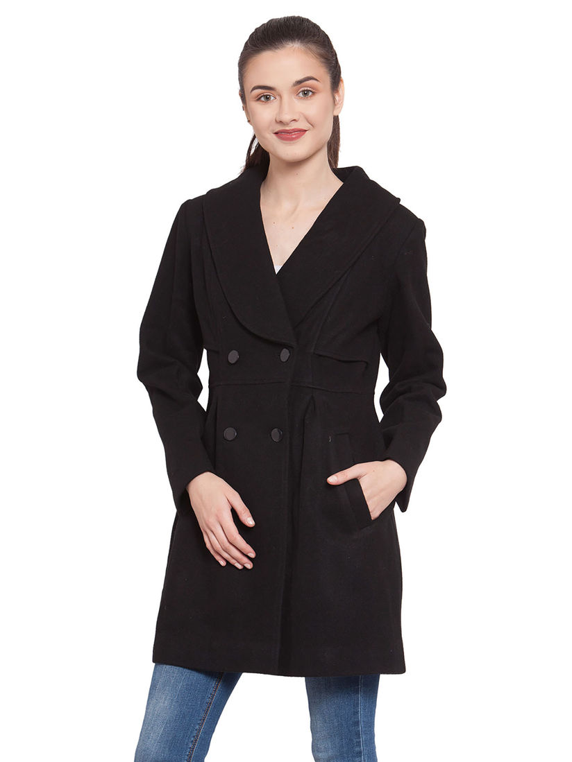 black pleated coat