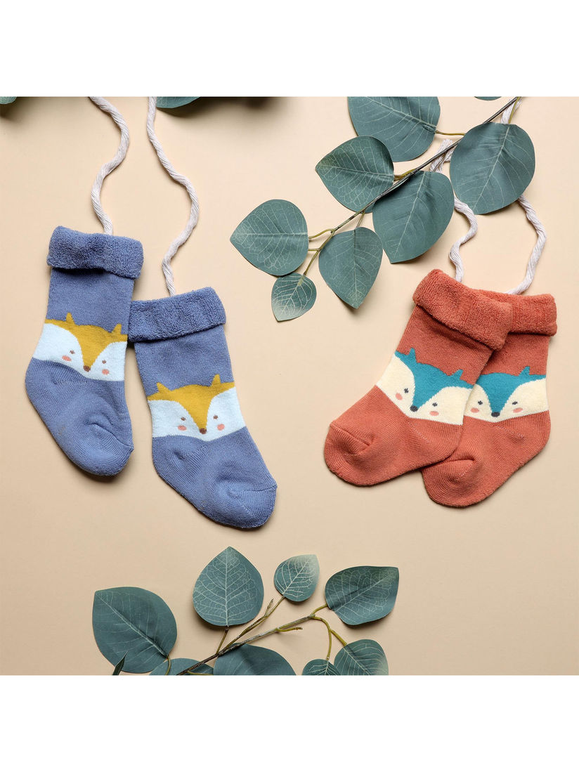 Kicks And Crawl Booties And Socks Buy Kicks And Crawl Foxy Baby Hi Fold Socks Orange And Blue Online Nykaa Fashion