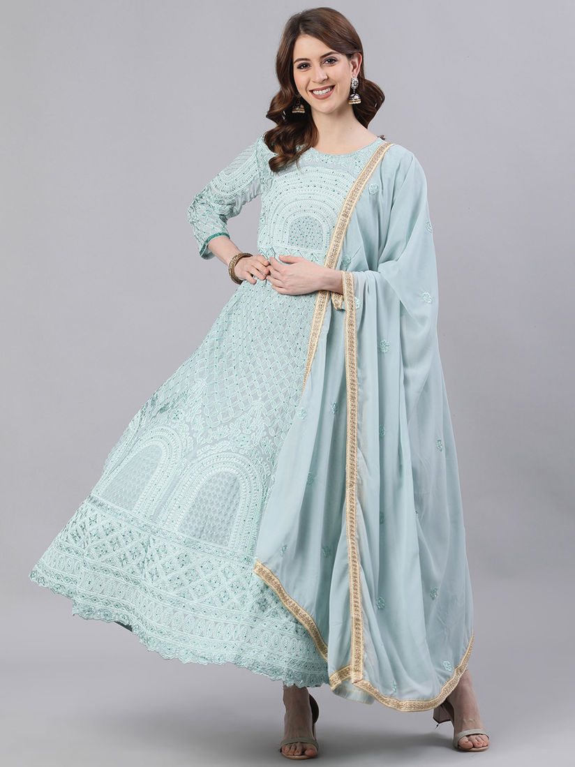 chikankari anarkali kurta