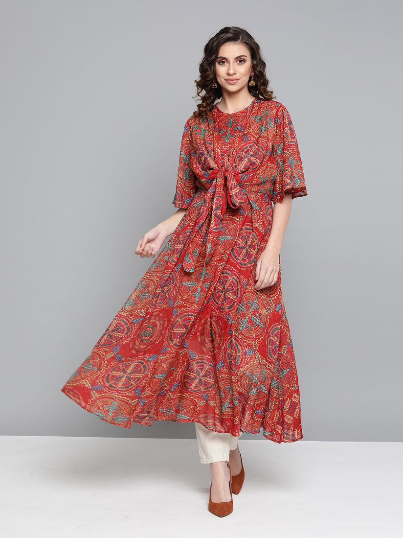 Ritu Kumar Kurtis Kurtas And Tunics Buy Ritu Kumar Red Round Neck Printed Kurta With Camisole Set Of 2 Online Nykaa Fashion These kurtis, tops, and tunics can be used for many occasions like parties, festivals, and many other functions. ritu kumar red round neck printed kurta with camisole set of 2