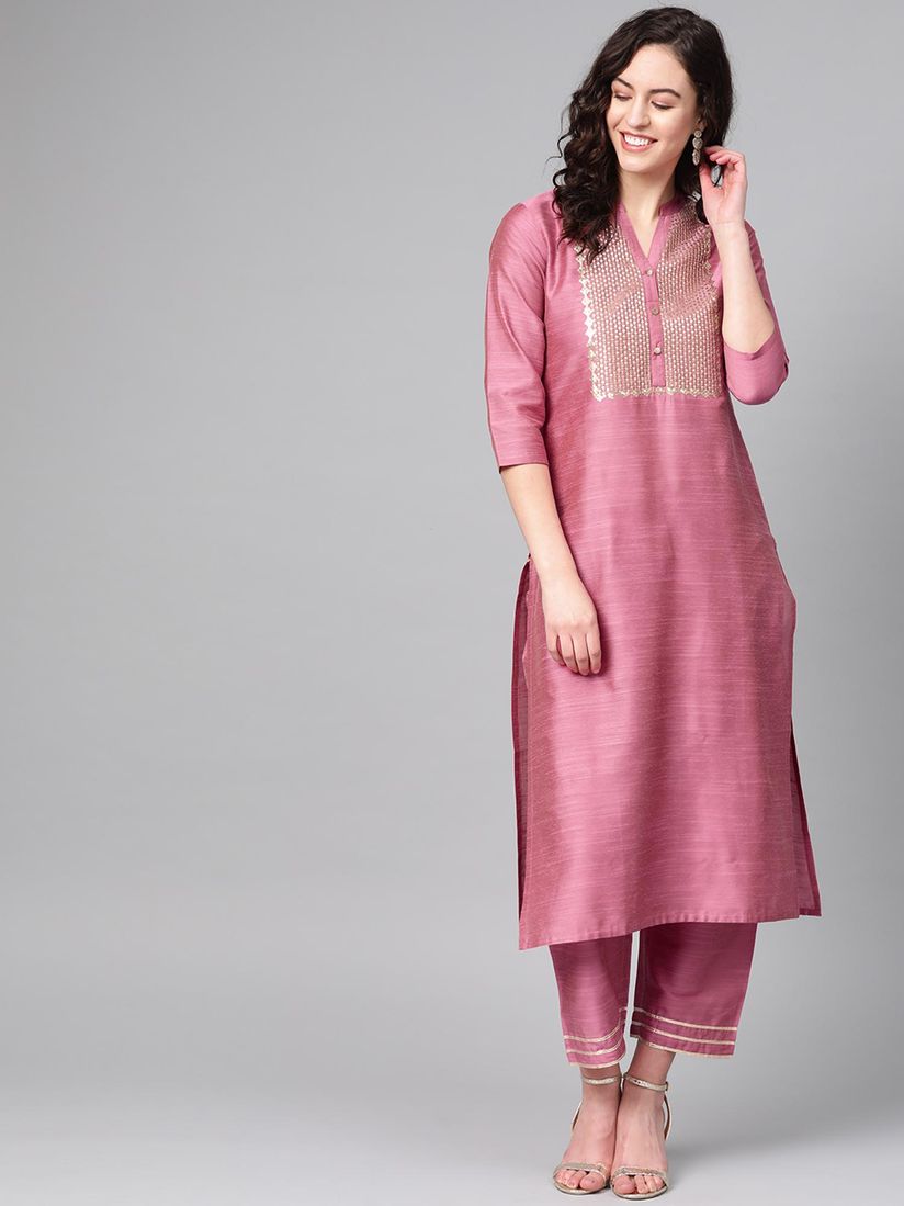 Solid kurta suit set clearance