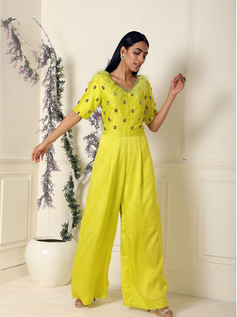 yellow formal jumpsuit